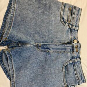 Frank and Oak denim shorts, size 24, light wash.